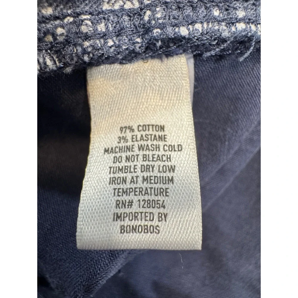 Bonobos Mens 5 Pocket Pants Navy Blue Cotton Stretch Straight Leg‎ 32x30